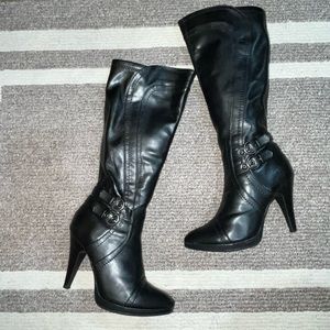 High boots black leather as new
